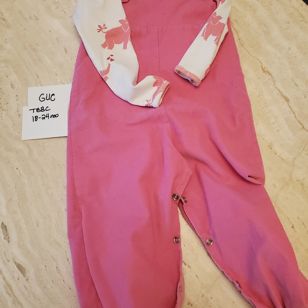 TBBC Violet's Vintage Overall romper (Corduroy) Hamptons Hot Pink 18-24mo